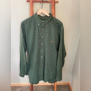 Polo by Ralph Lauren Forest Green Checkered Button Down Shirt, XLTall